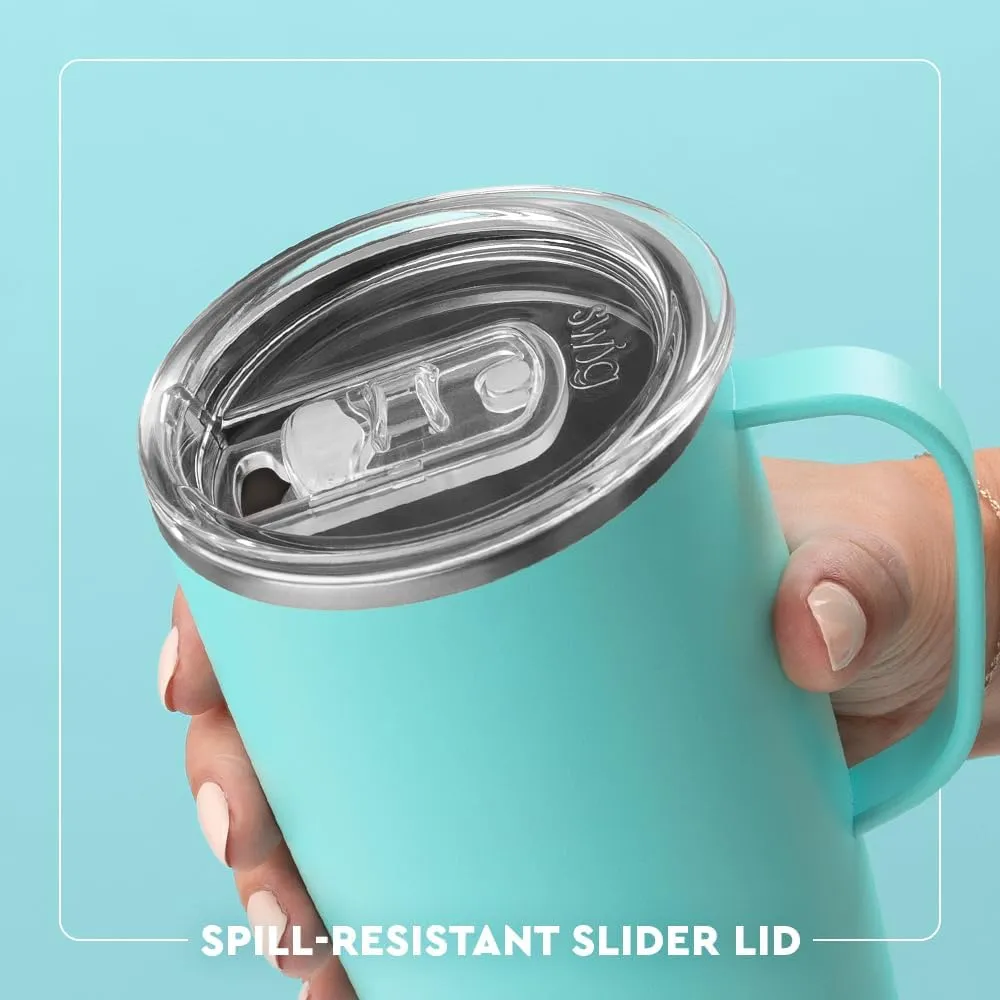 Swig Life 22oz Travel Mug, Insulated Tumbler with Handle and Lid, Cup Holder Friendly, Dishwasher Safe, Stainless Steel, Travel Coffee Cup, Insulated Mug with Lid (Electric Slide)