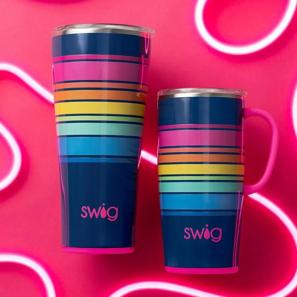 Swig Life 22oz Travel Mug, Insulated Tumbler with Handle and Lid, Cup Holder Friendly, Dishwasher Safe, Stainless Steel, Travel Coffee Cup, Insulated Mug with Lid (Electric Slide)