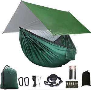 Swing Set Camping Hammock, Rainfly Travel Hammock, Net Hammock, Tent, Outdoor Hiking Backpack, Travel Camping Accessories Swing Seat (Color : Green and Green)