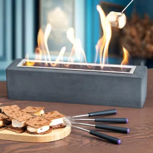 Tabletop Fire Pit - Concrete Outdoor & Indoor Fire Pit Tabletop, Smores Maker Kit, Table Top Firepit, Small Portable Mini Indoor Fireplace