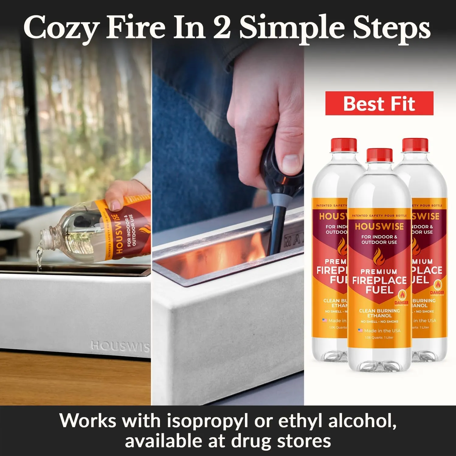 Tabletop Fire Pit - Concrete Outdoor & Indoor Fire Pit Tabletop, Smores Maker Kit, Table Top Firepit, Small Portable Mini Indoor Fireplace