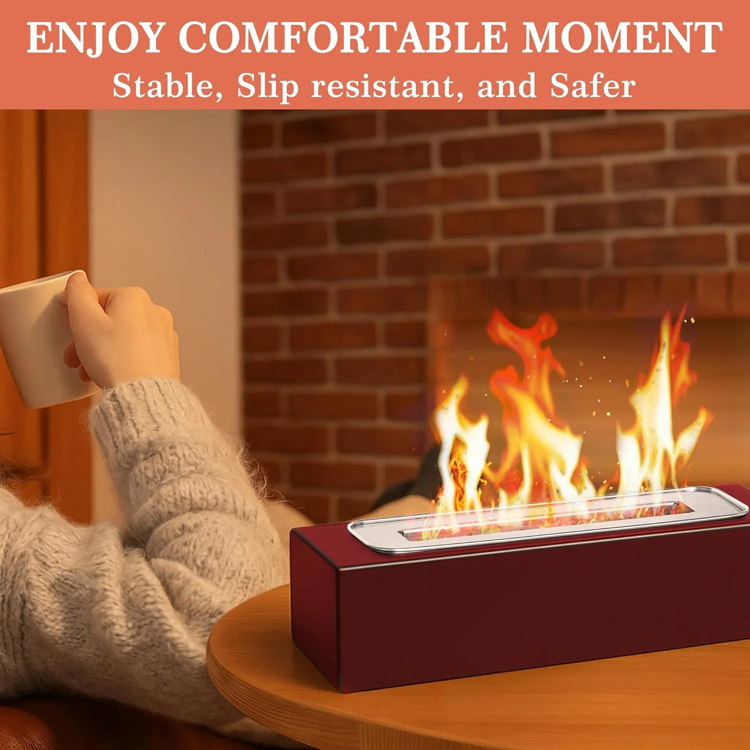 Tabletop Fire Pit with Smores Kit, Table Top Firepit Smores Maker, Portable Outdoor Fireplace Tabletop Decor Home Patio Balcony Backyard Gifts for Mom Dad Men - White Elephant Unique Gift, Burgundy