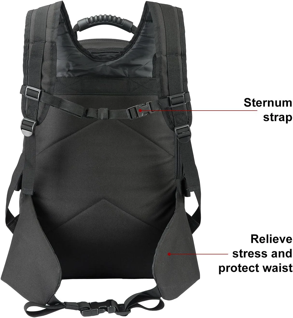 Tactical Backpacks Assault Pack 3 Day Bag Expandable Backpack Out Bag Classic Case Travel Hiking (Black, with Belt)
