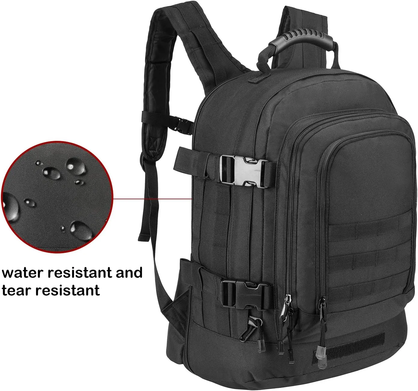 Tactical Backpacks Assault Pack 3 Day Bag Expandable Backpack Out Bag Classic Case Travel Hiking (Black, with Belt)