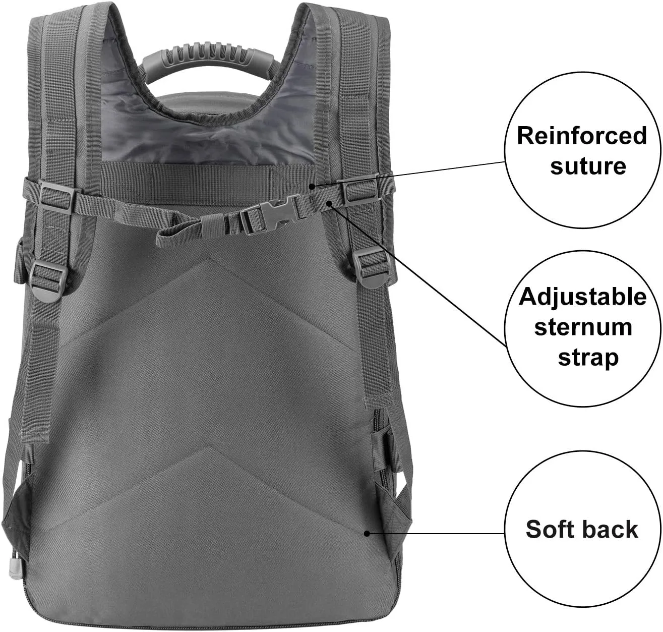 Tactical Backpacks Assault Pack 3 Day Bag Expandable Backpack Out Bag Classic Case Travel Hiking(Gray, Not with Belt)