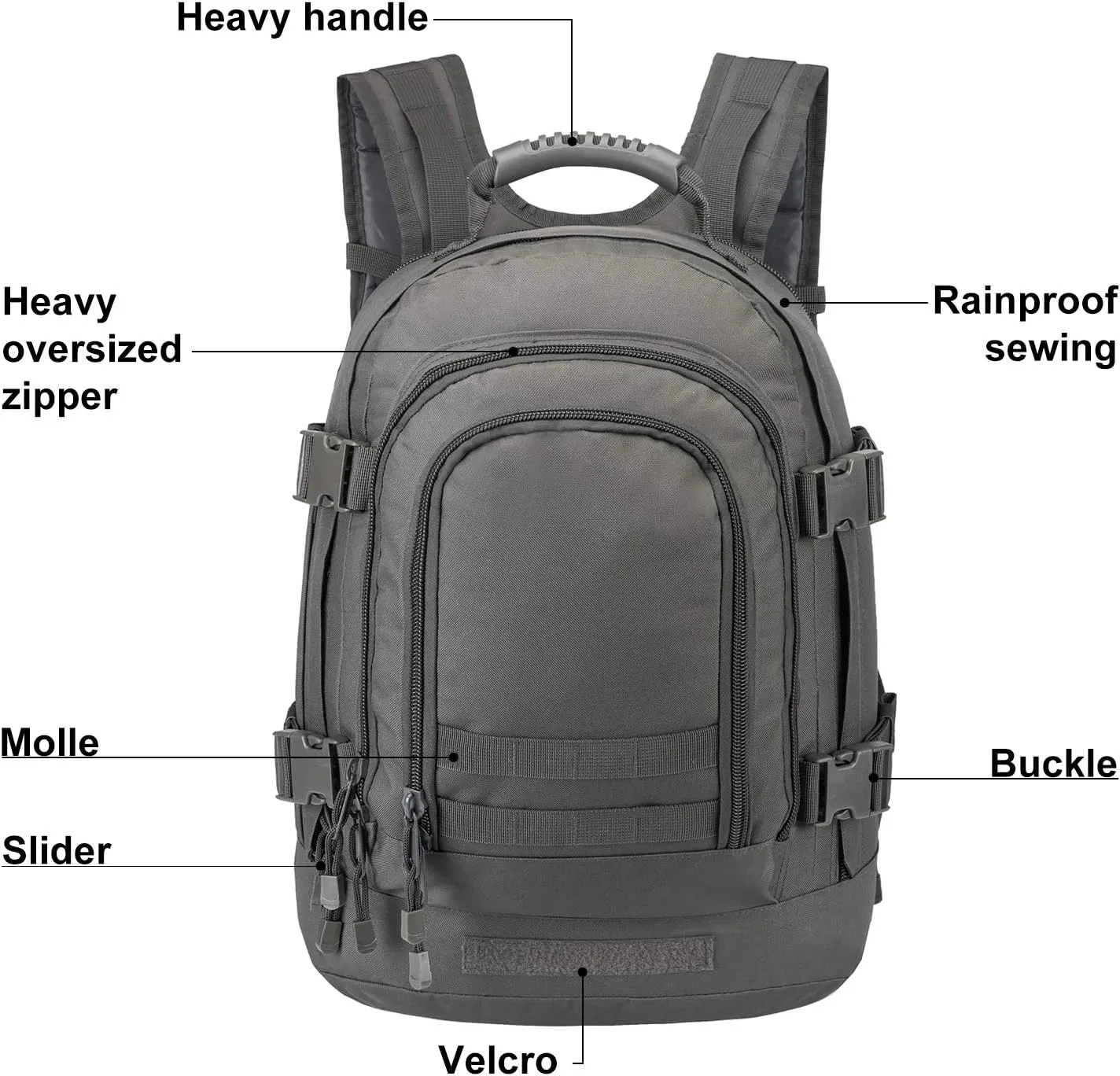 Tactical Backpacks Assault Pack 3 Day Bag Expandable Backpack Out Bag Classic Case Travel Hiking(Gray, Not with Belt)