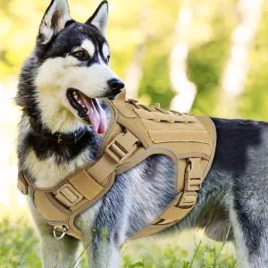 Tactical Dog Harness Vest with Handle Tactical Dog Harness for Large Dogs No Pull Adjustable Pet Harness Reflective K9 Military Service Dogs Harnesses for Walking Hiking Training (L)