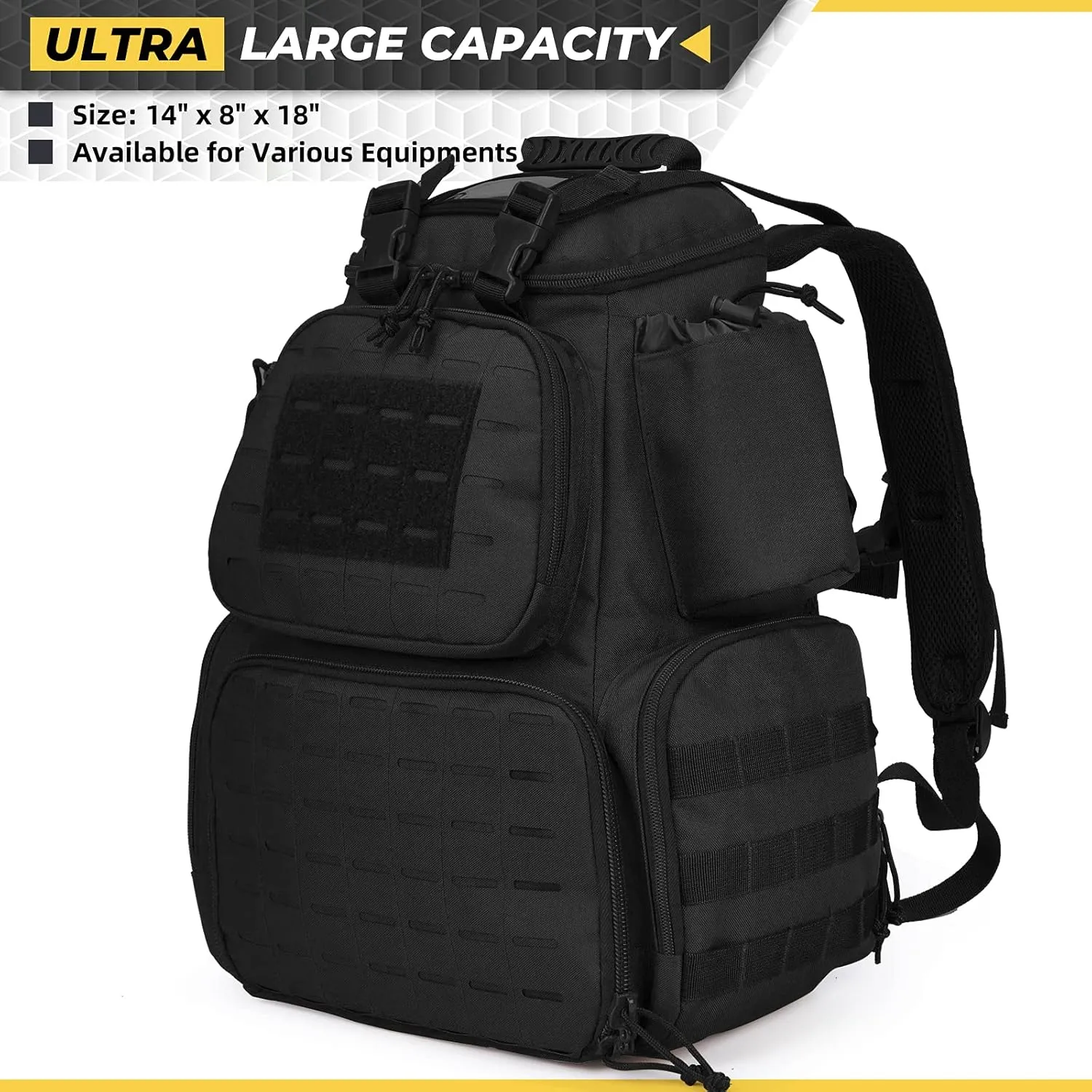 Tactical Range Backpack for Gun and Ammo with 3 Pistol Case, Handgun Backpack with Rain Cover for Shooting, Survival Camping, Hunting