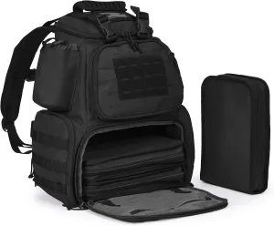 Tactical Range Backpack for Gun and Ammo with 3 Pistol Case, Handgun Backpack with Rain Cover for Shooting, Survival Camping, Hunting