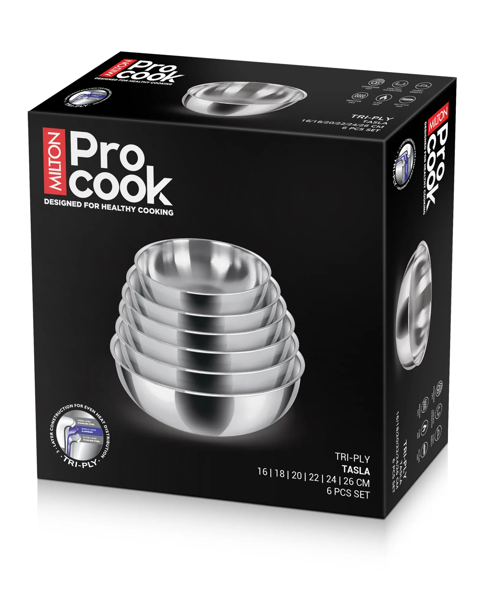 Tasla Set Triply 6 Pcs (Milton Procook)