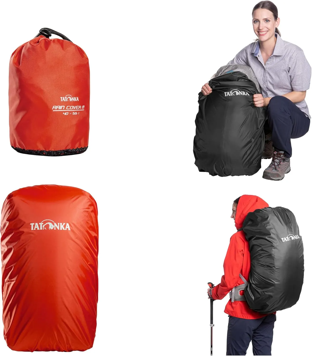 Tatonka Lightweight rain Cover for Backpacks of 40-55 litres Volume, Red Orange, l