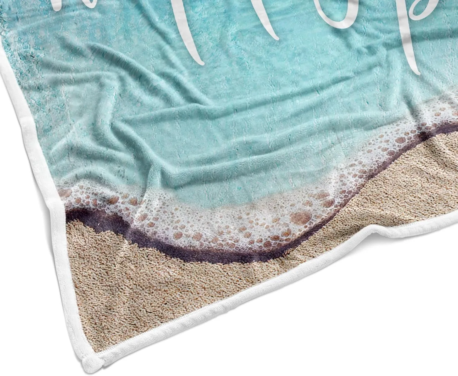 Teal Throw Blanket, Blue Coastal Ocean Beach Throw Blanket for Couch, Bed, Summer Super Cozy Blankets Fuzzy Plush Lightweight Throw Blankets for Sofa, Bed, Living Room