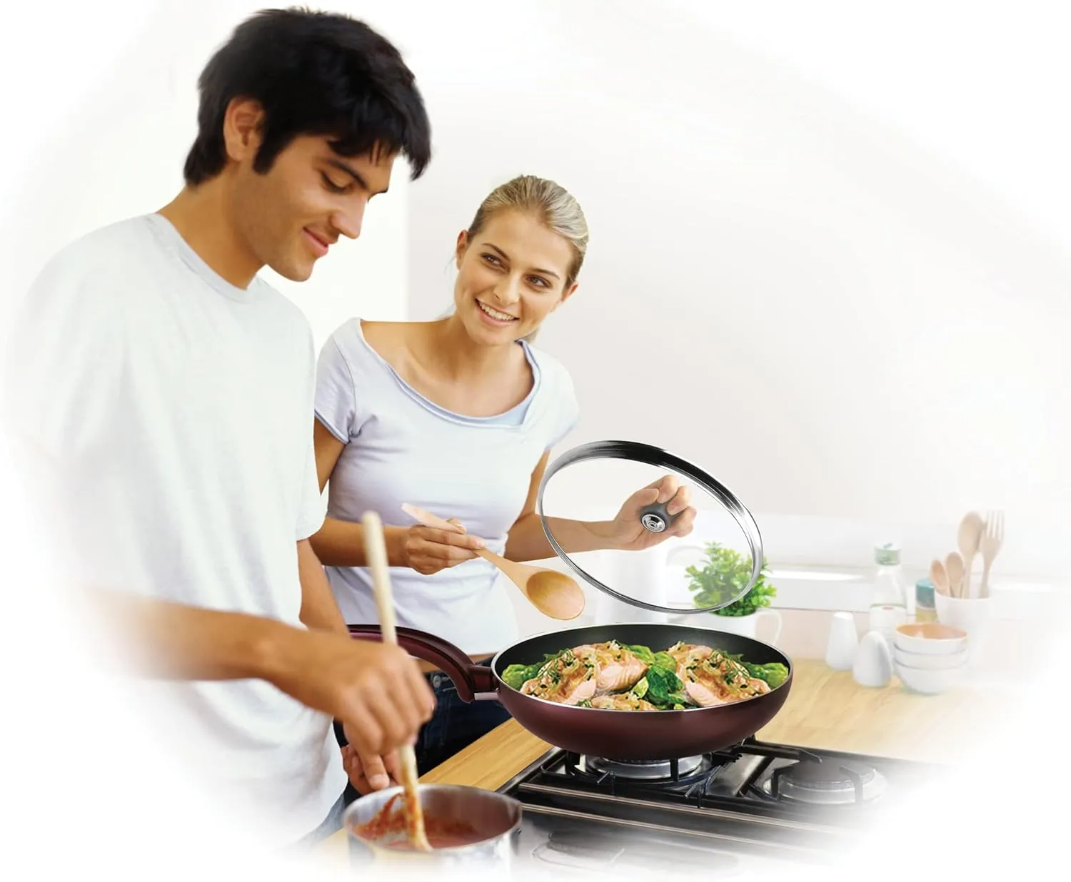 Tefal 280975 Glass lid with Stainless Steel Rim and steam Regulator 24cm, Transparent