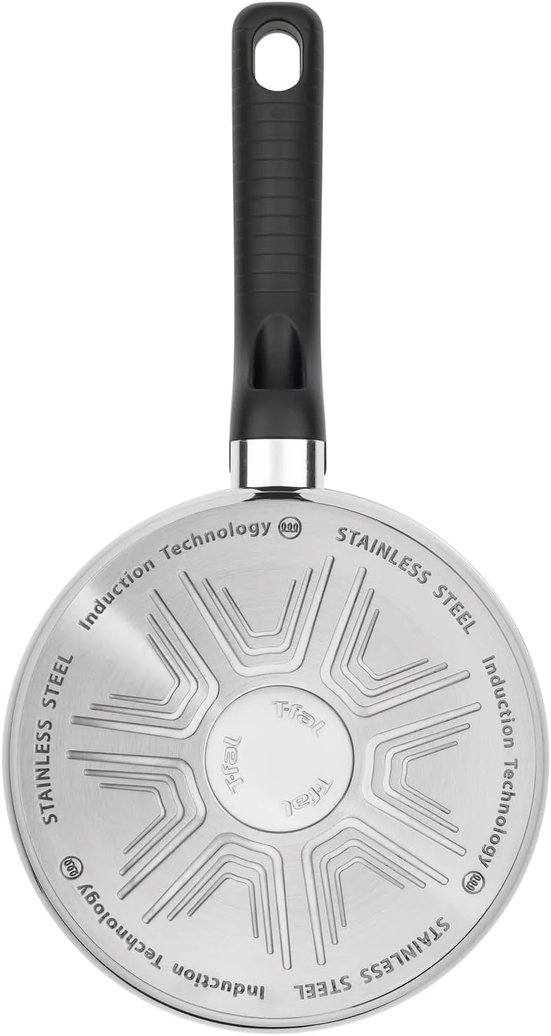 Tefal C973S344 Comfort Max Stainless Steel Saucepan Set, 3 Pieces - Silver