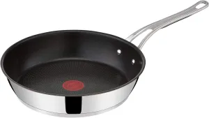 Tefal Jamie Oliver Cook's Classics Stainless Steel Frying Pan, 30 cm, Non-Stick Coating, Heat Indicator, 100 Percentage Safe, Riveted Silicone Handle, Oven-Safe, Induction Pan E3060734