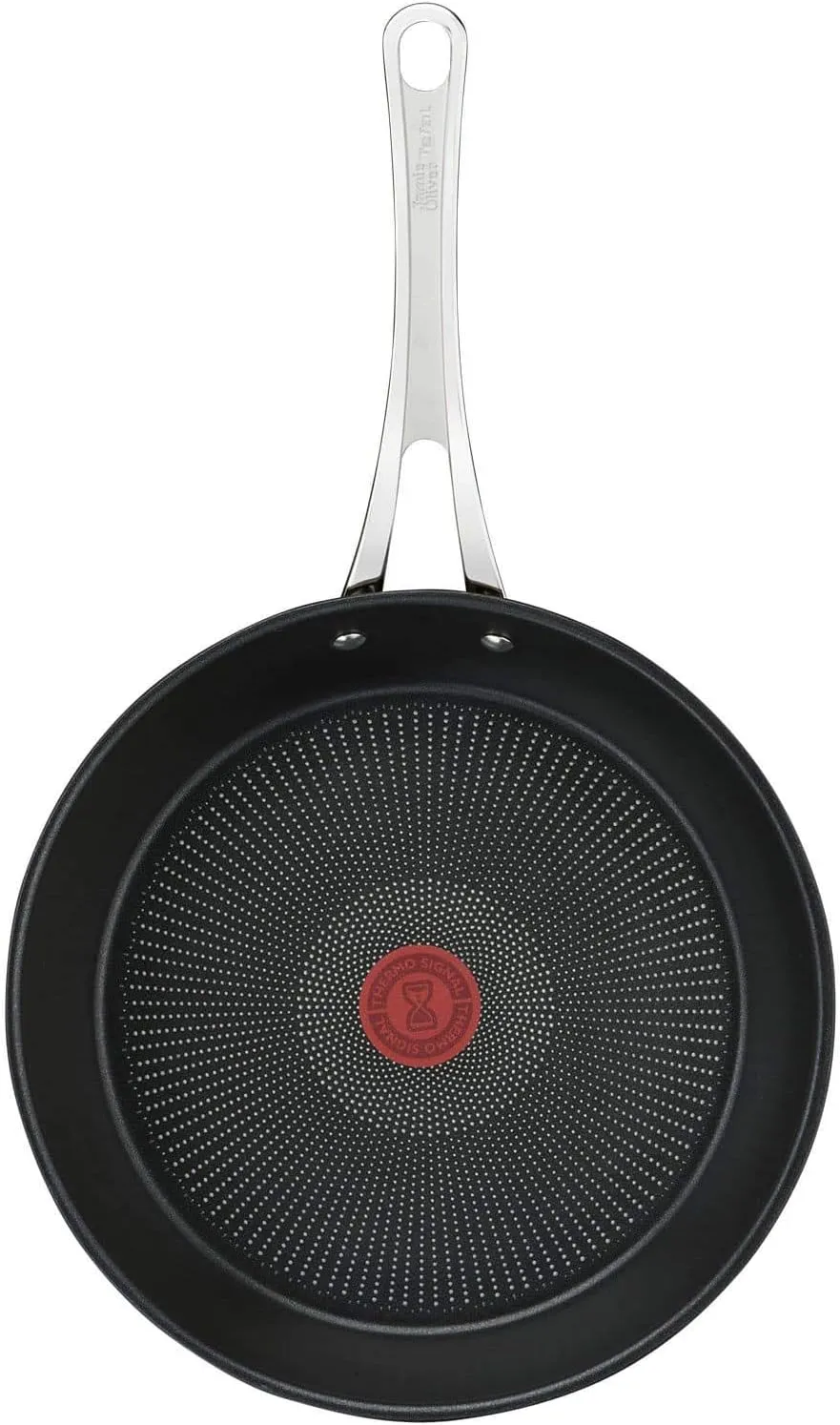 Tefal Jamie Oliver Cook's Classics Stainless Steel Frying Pan, 30 cm, Non-Stick Coating, Heat Indicator, 100 Percentage Safe, Riveted Silicone Handle, Oven-Safe, Induction Pan E3060734