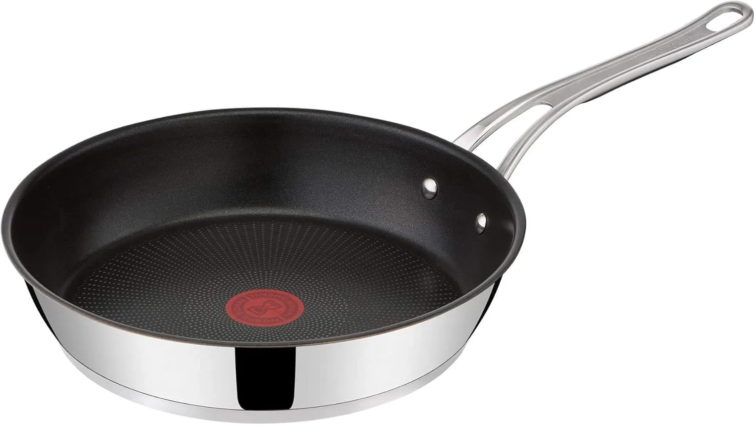Tefal Jamie Oliver Cook's Classics Stainless Steel Frying Pan, 30 cm, Non-Stick Coating, Heat Indicator, 100 Percentage Safe, Riveted Silicone Handle, Oven-Safe, Induction Pan E3060734