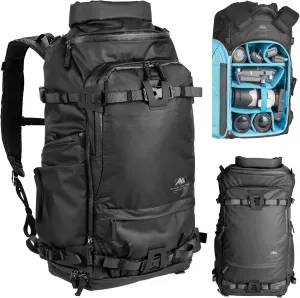 Tenzing 40 liter Water Resistant Camera Backpack 16 inch Laptop Compartment with Rain Cover Fits DSLR, SLR, Drone, Mirrorless Cameras, Batteries, Lenses,Tripod Black
