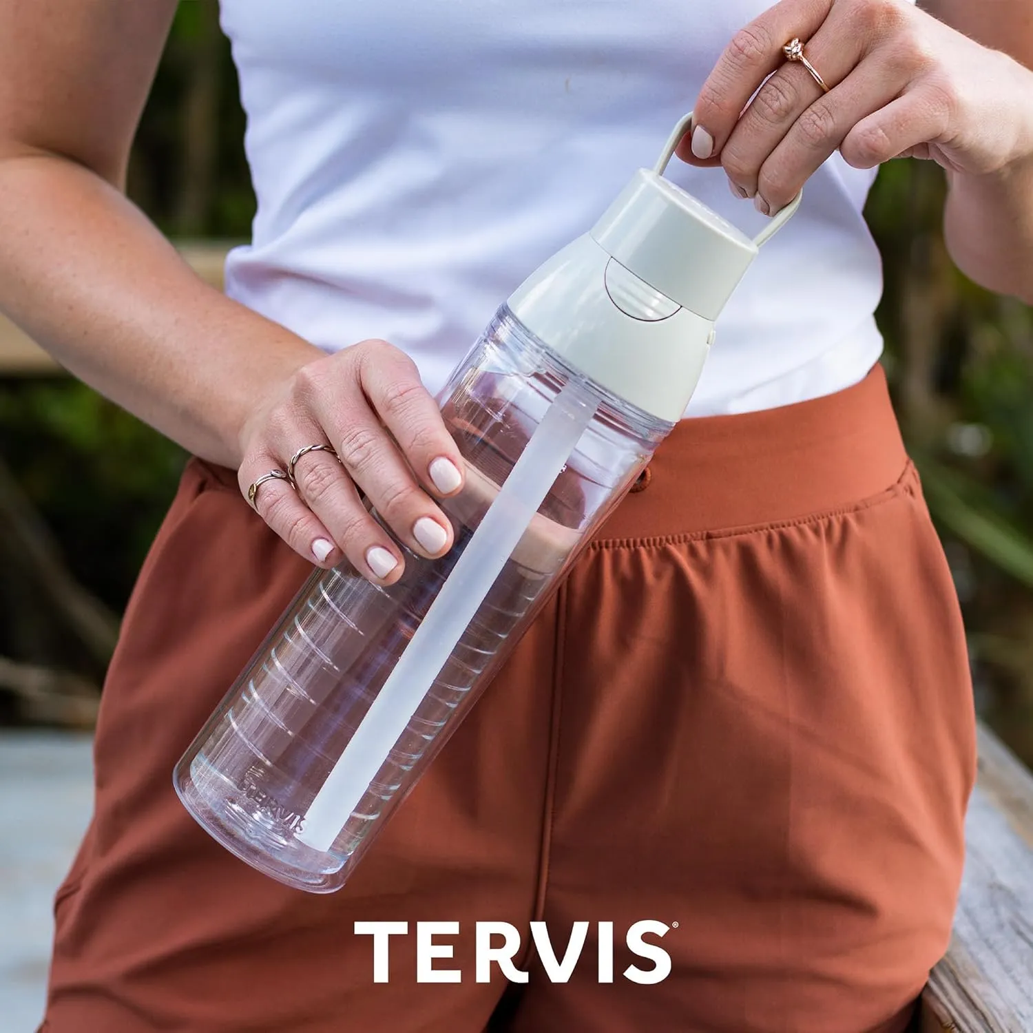 Tervis Clear & Colorful Insulated Tumbler, 24oz Venture Lite Water Bottle, White Lid