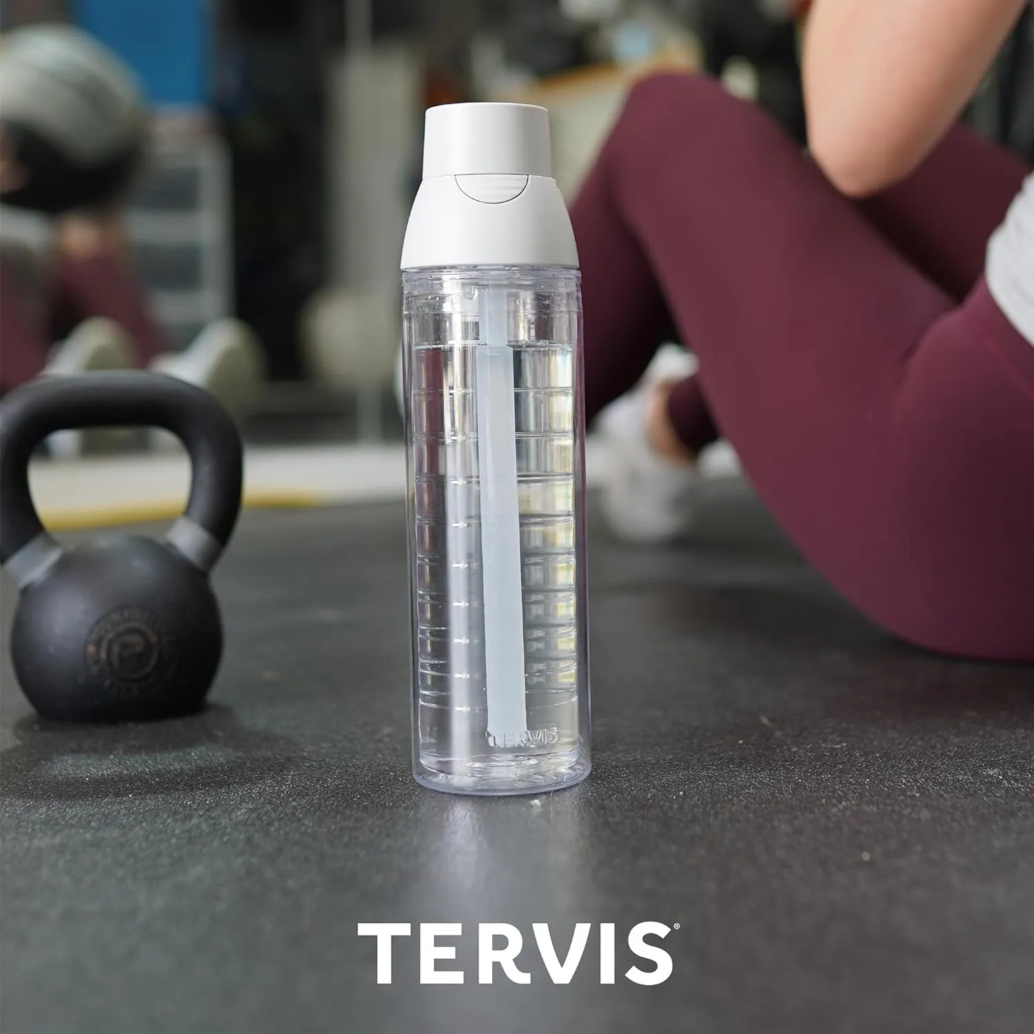 Tervis Clear & Colorful Insulated Tumbler, 24oz Venture Lite Water Bottle, White Lid