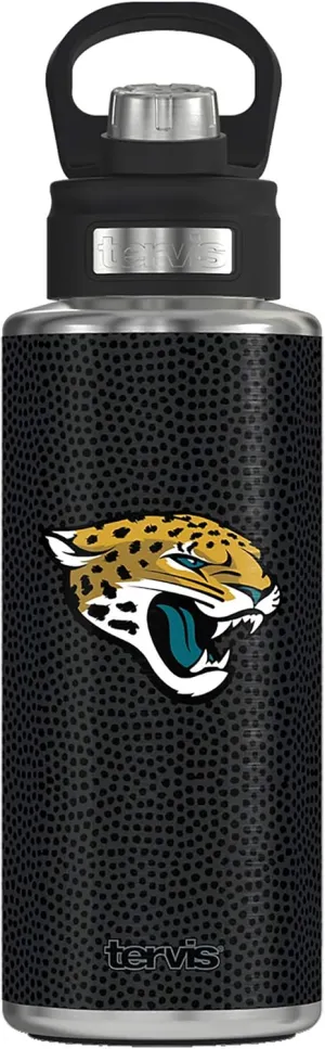 Tervis NFL Jacksonville Jaguars Triple Walled Insulated Tumbler, 32oz Wide Mouth Bottle - Stainless Steel, Black Leather