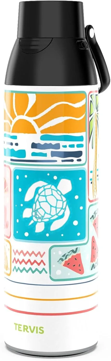 Tervis Venture Water Bottle Beach Burst Triple Walled Insulated Tumbler Travel Cup Keeps Drinks Cold & Hot, 26oz, Stainless Steel