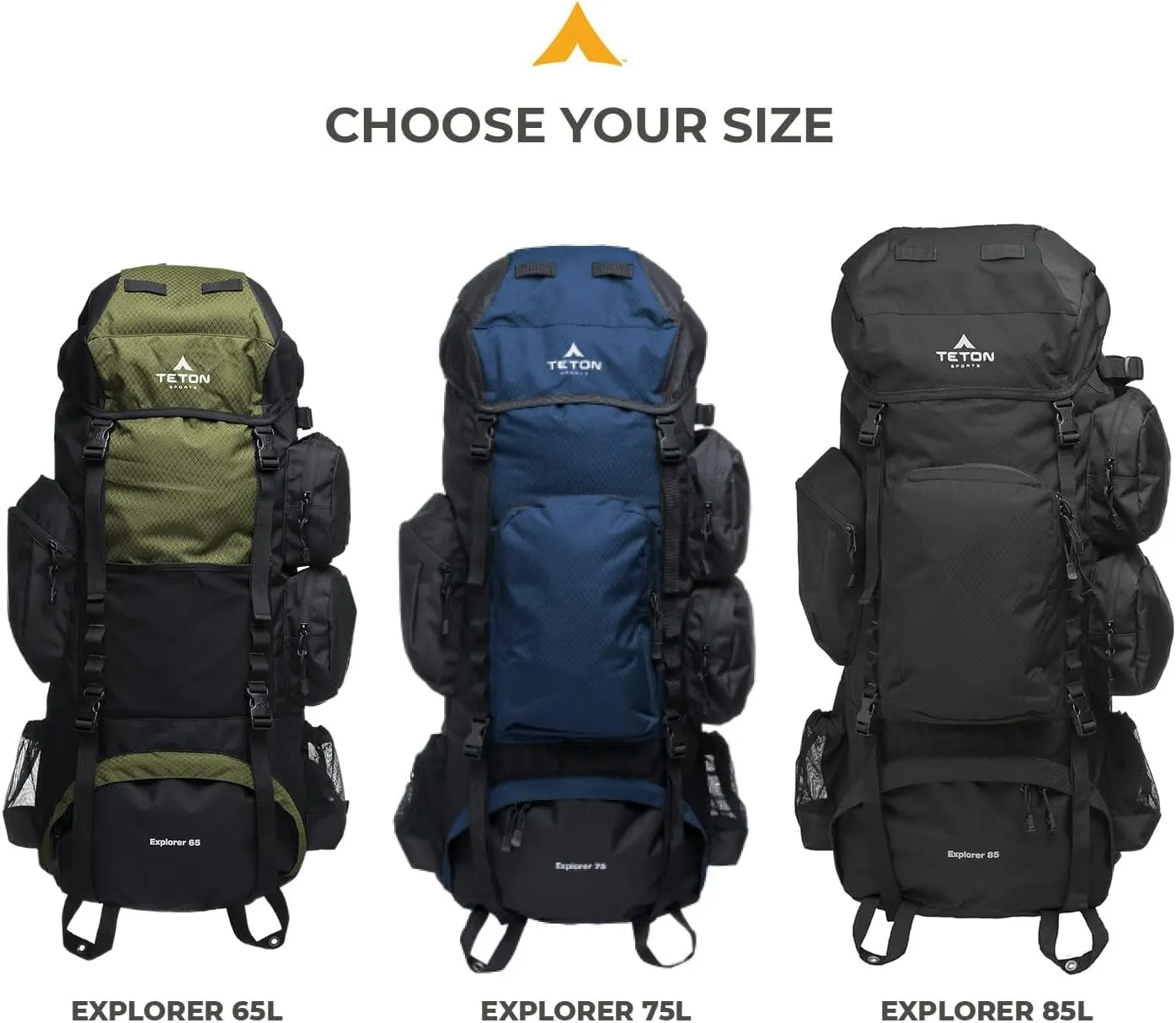 Teton 75L Explorer Internal Frame Backpack for Hiking, Camping, Backpacking, Rain Cover Included
