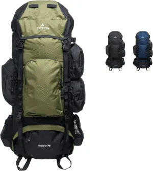 Teton 75L Explorer Internal Frame Backpack for Hiking, Camping, Backpacking, Rain Cover Included
