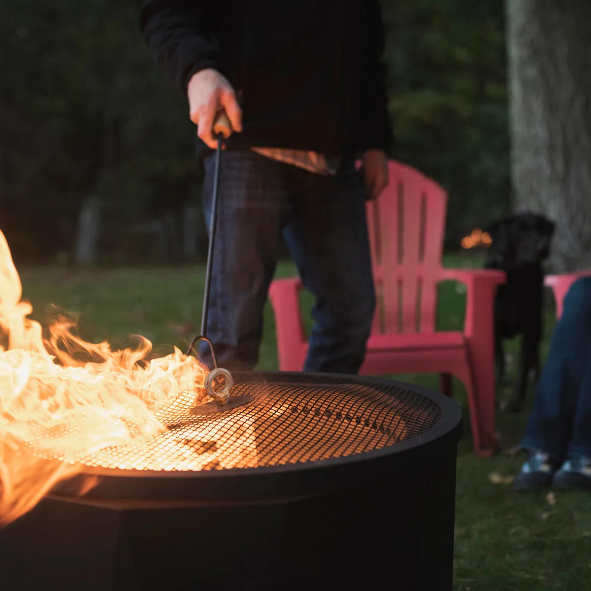 The Mammoth Smokeless Patio Fire Pit 2.0 Series with Spark Screen and Screen Lift