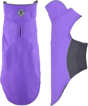 The Worthy Dog All-Weather Three-Season Apex Nylon Adjustable Dog Jacket, Reflective Wind and Water Resistant Coat With Harness Hole, Purple - 14''