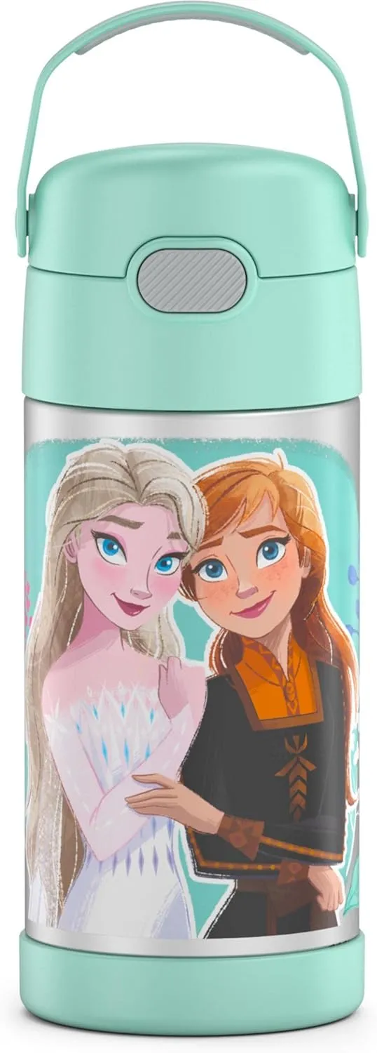 THERMOS FUNTAINER Water Bottle with Straw - 12 Ounce - Kids Stainless Steel Vacuum Insulated Water Bottle with Lid, Frozen 2