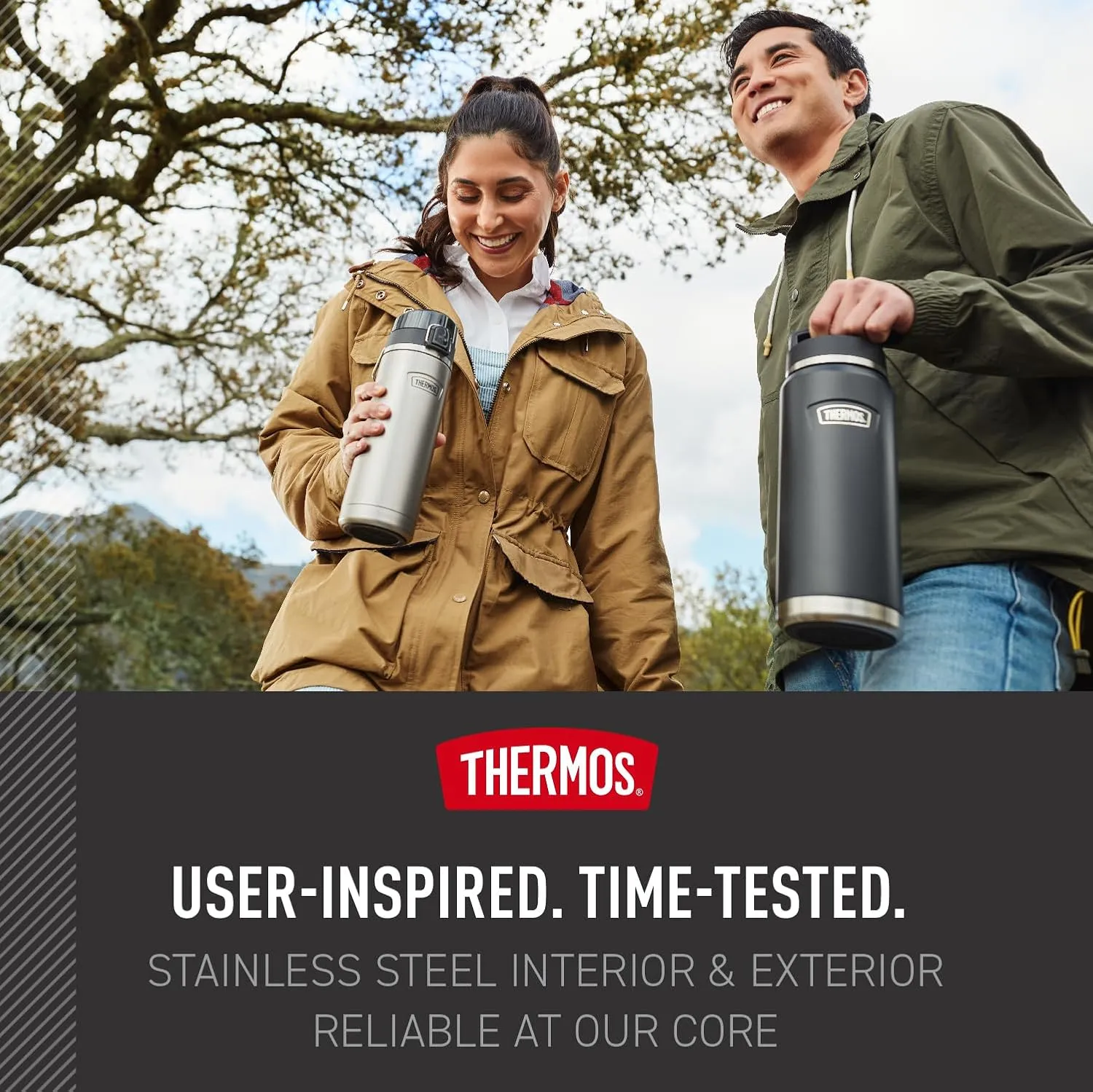 THERMOS ICON SERIES, Stainless Steel Water Bottle with Spout - 24 Ounce, Spruce - Vacuum Insulated Water Bottle with Lid