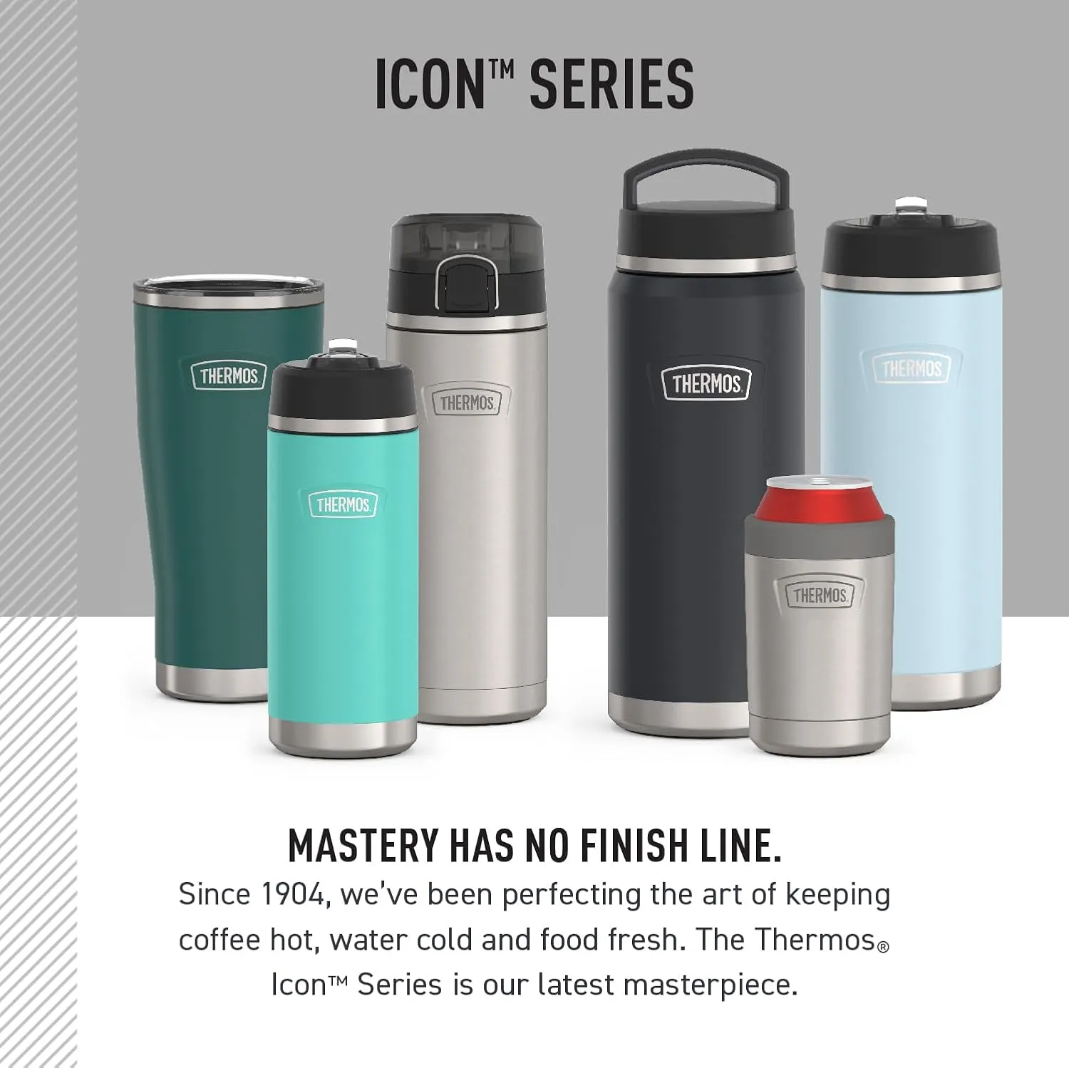 THERMOS ICON SERIES Water Bottle with Screw Top Lid - 40 Ounce, Granite - Stainless Steel Vacuum Insulated Water Bottle with Lid