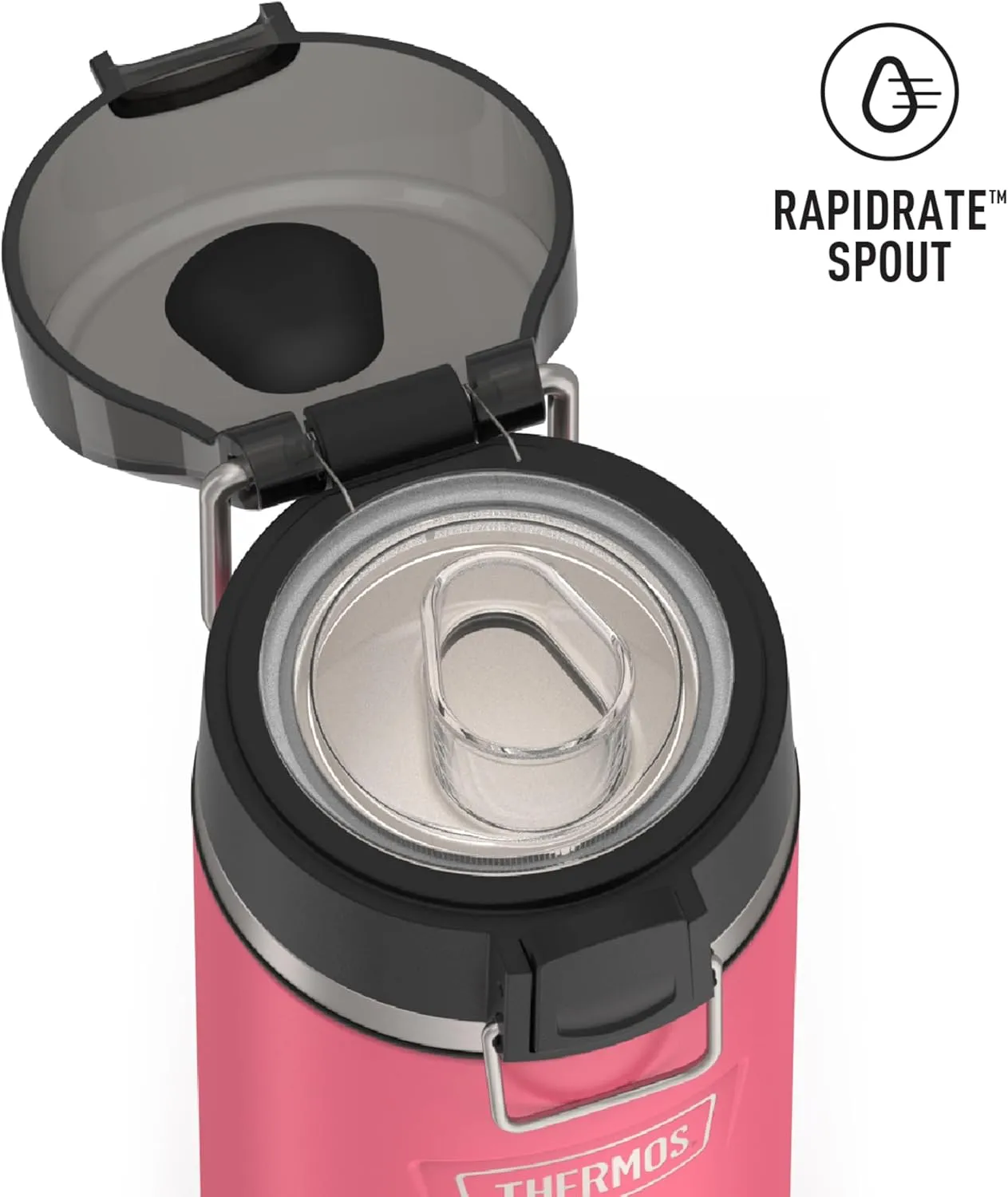 THERMOS ICON SERIES, Water Bottle with Spout - 18 Ounce, Hot Pink - Stainless Steel Vacuum Insulated Water Bottle with Lid