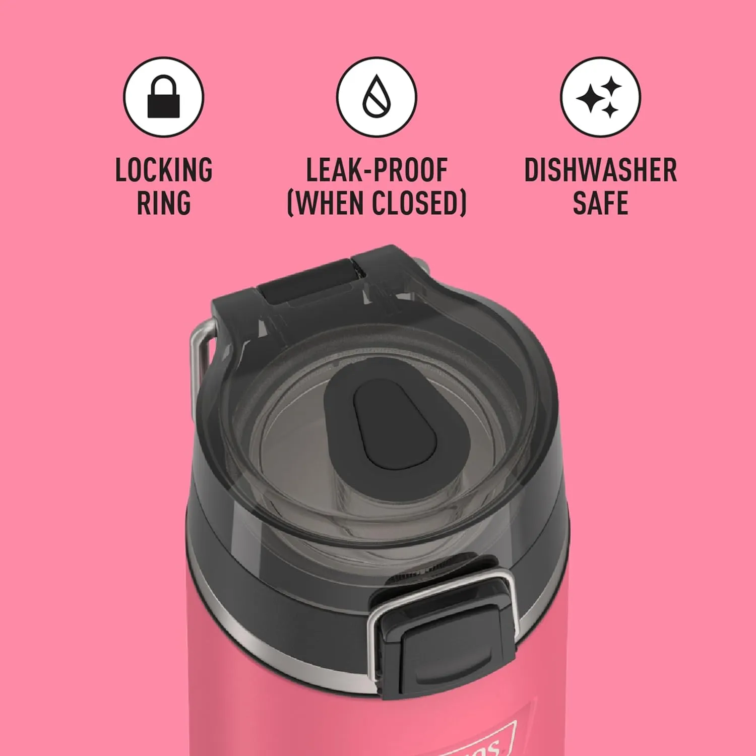 THERMOS ICON SERIES, Water Bottle with Spout - 18 Ounce, Hot Pink - Stainless Steel Vacuum Insulated Water Bottle with Lid