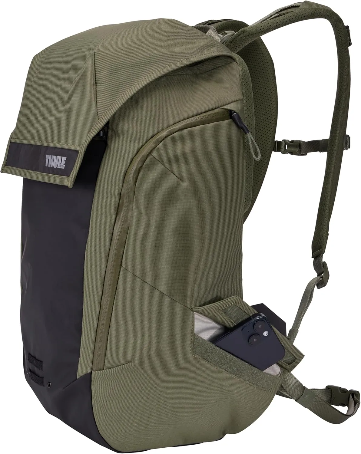 Thule Paramount Bike Commuter Backpack - 28L Capacity - Adjustable fit - 16" Padded Laptop Sleeve and 11" Tablet Pocket - Helmet Attachment - Accessible Side Phone Pocket - Taillight Loop