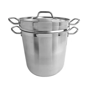 Thundergroup 20 qt Double Boiler (3 PC/SET), Stainless Steel, Encapsulated Base, Standard Electric, Gas Cooktop, Halogen & Induction Ready