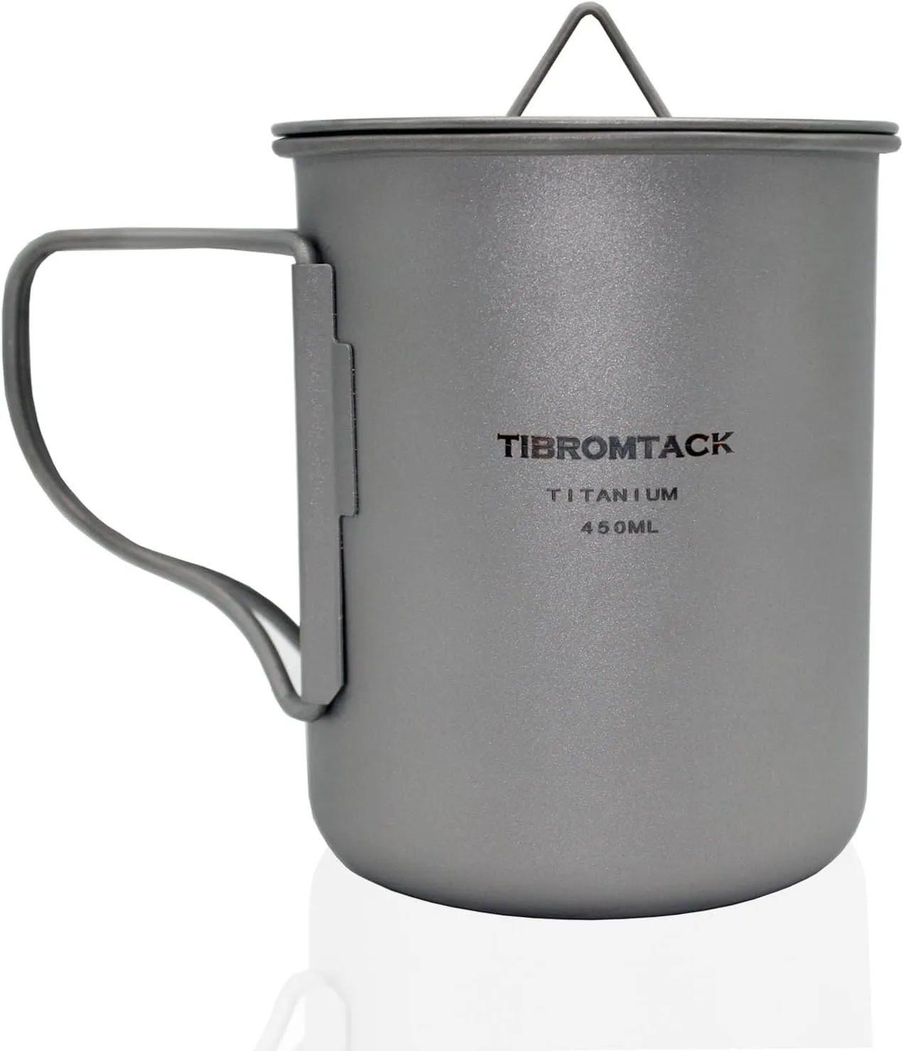 TIBROMTACK Camping Cup Titanium Backpacking Mug Foldable Coffee Pot for Open Fire 450 ml/15.2 oz