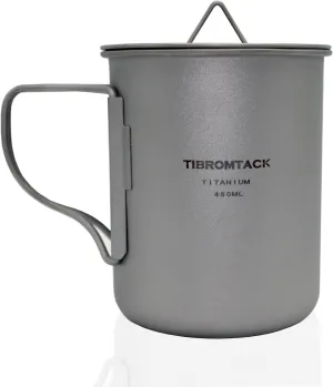 TIBROMTACK Camping Cup Titanium Backpacking Mug Foldable Coffee Pot for Open Fire 450 ml/15.2 oz
