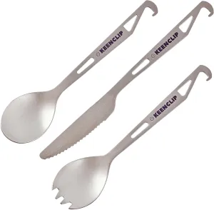 Titanium Knife, Spork and Spoon, 6.46" Long Utility Camping Utensil - Ultralight and Compact for Camping Hiking Backing Traveling and Picnic (Spoon spork knife)