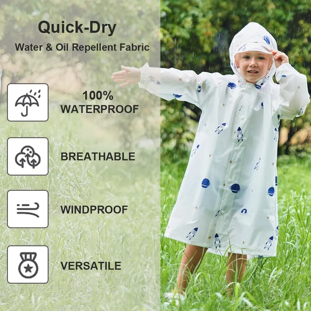 Toddler Kids Raincoat Boys Girls Rain Jacket Lightweight Rain Poncho Waterproof Outwear Rainwear