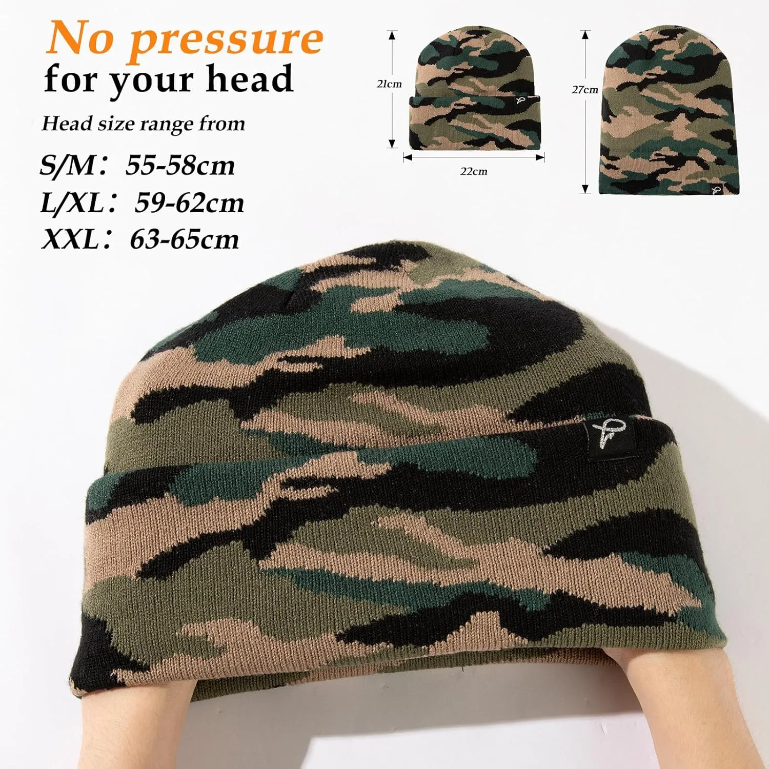 TOP-EX Oversized L/XL/XXL Waterproof Beanie Fleece Lined Hat for All-Weather Winter Warm Men Women Unisex