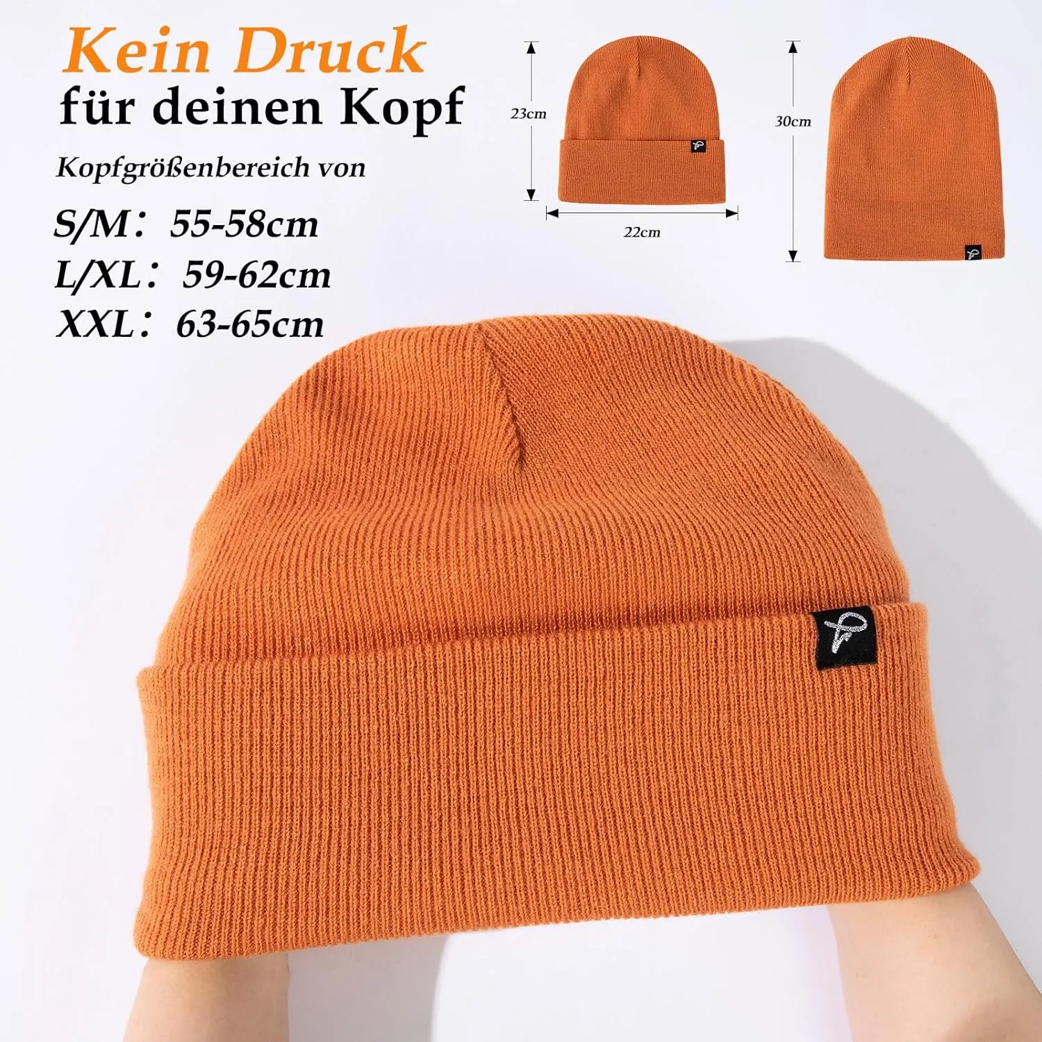 TOP-EX Oversized L/XL/XXL Waterproof Beanie Fleece Lined Hat for All-Weather Winter Warm Men Women Unisex