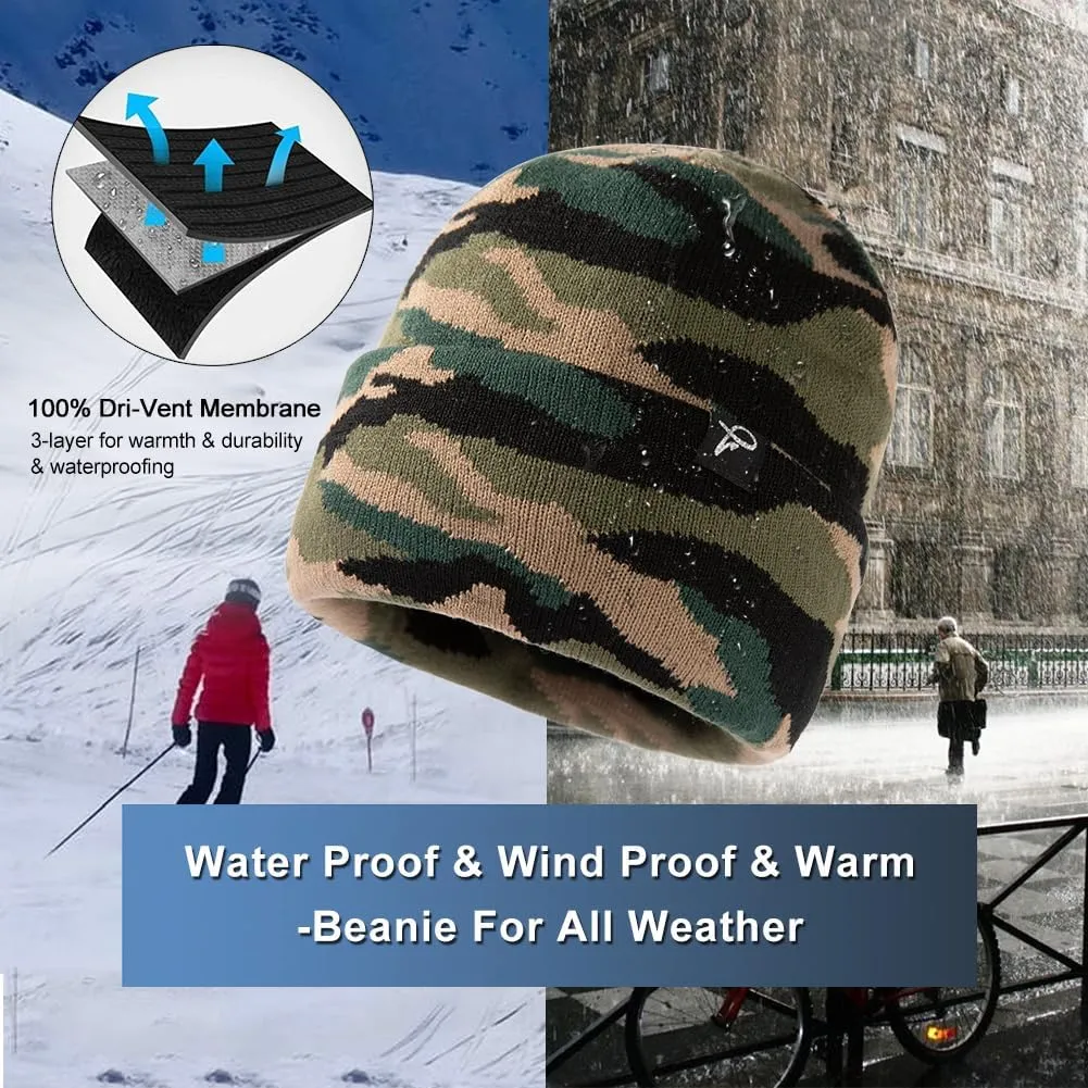TOP-EX Oversized L/XL/XXL Waterproof Beanie Fleece Lined Hat for All-Weather Winter Warm Men Women Unisex