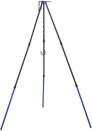TopHomer 1Pcs Blue Camping Tripod, Portable Outdoor Cooking Tripod with Adjustable Hang Chain for Campfire Picnic Hanging Pot Grill Stand Mini Lightweight Aluminum Cookware Accessory