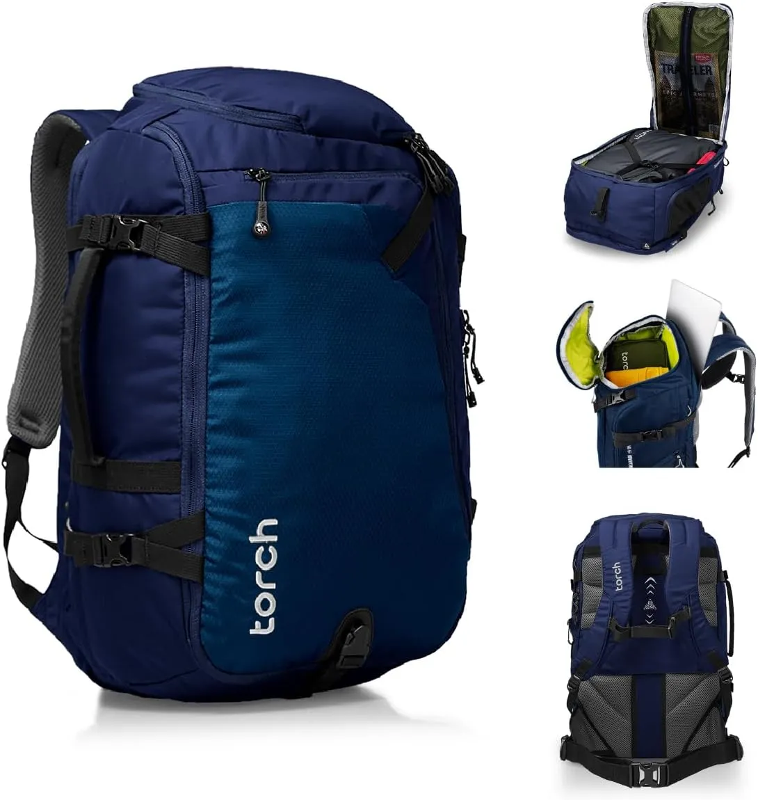 torch 40l Carry On Backpack - Flight Approved Laptop Backpack with Rain Cover for Working, Travelling, Hiking - Takahagi (Blue)