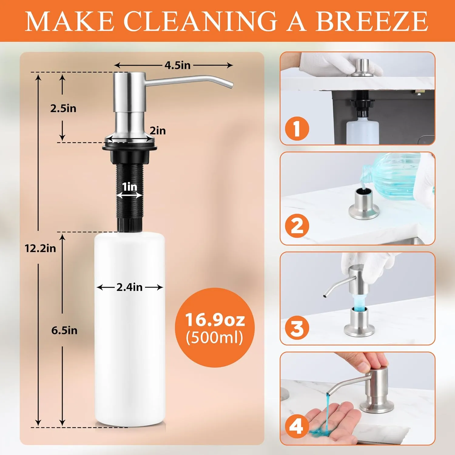 Touchless Kitchen Faucet with Soap Dispenser, Homikit Brushed Nickel Single Handle Stainless Steel Activated Smart Hands Free Faucets with Pull Down Sprayer for Farmhouse RV Kitchen Sink