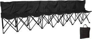 Trademark Innovations Portable 8-Seater Folding Team Sideline Back Sport Bench, Black