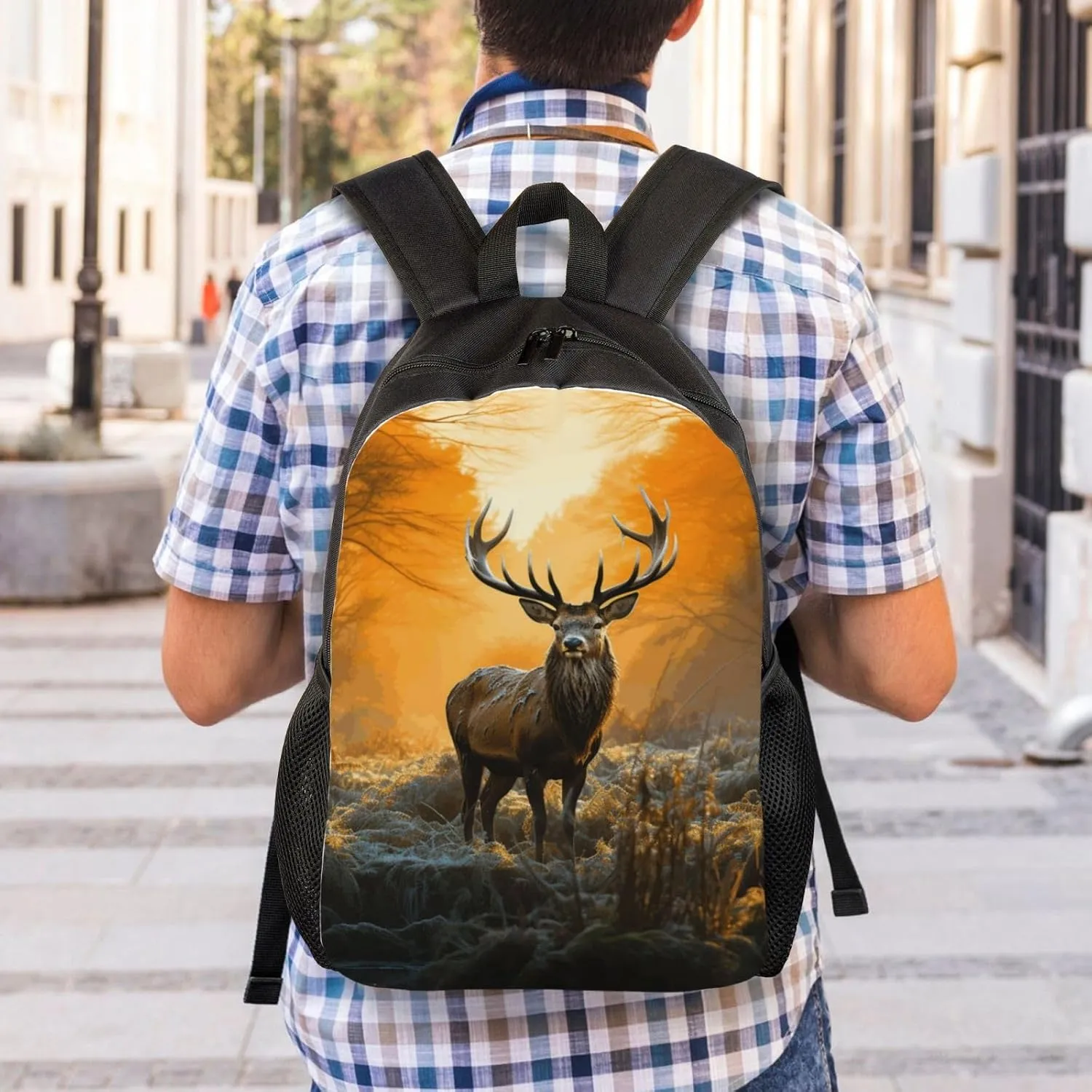 Travel Backpack for Women Men Lightweight 17 inch Laptop Bag Deer in Forest Backpack Casual Daypack