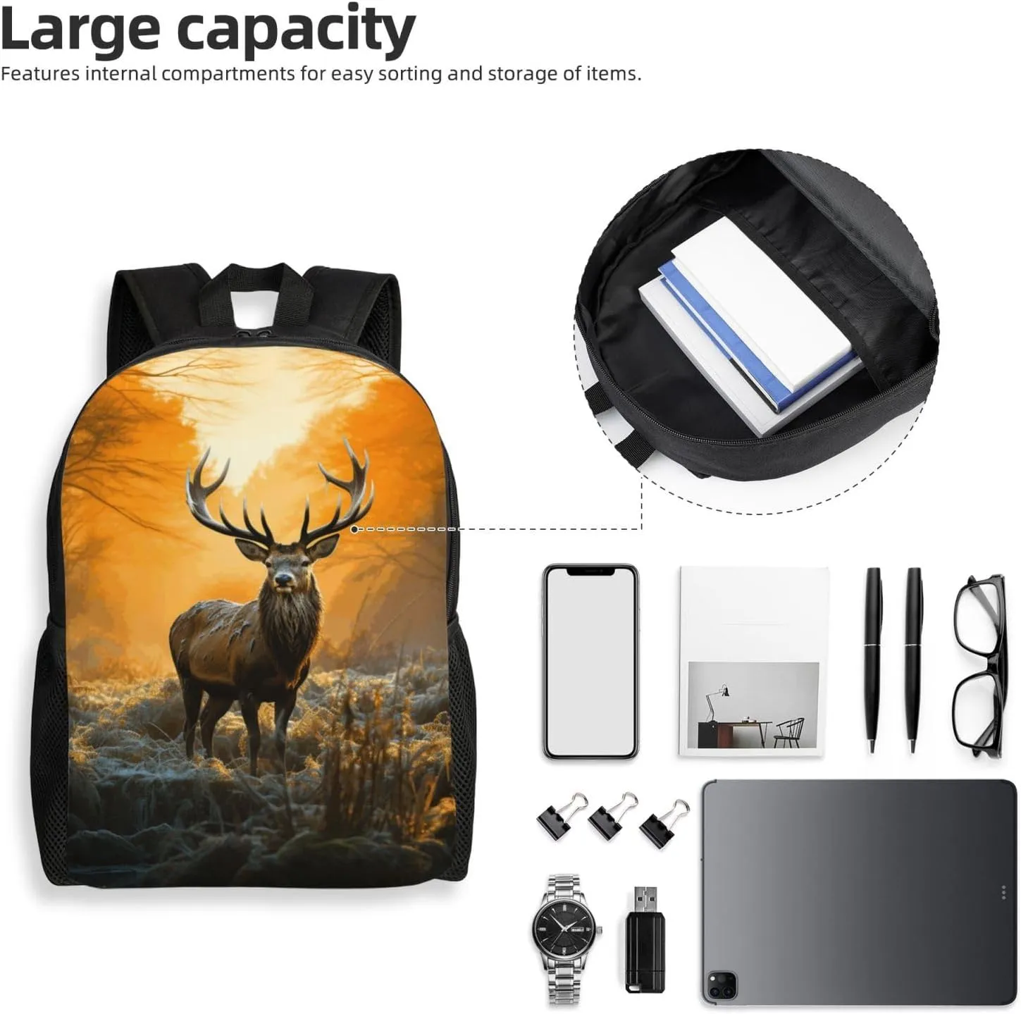 Travel Backpack for Women Men Lightweight 17 inch Laptop Bag Deer in Forest Backpack Casual Daypack